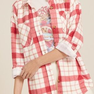 Maurices Red and White Plaid Shirt